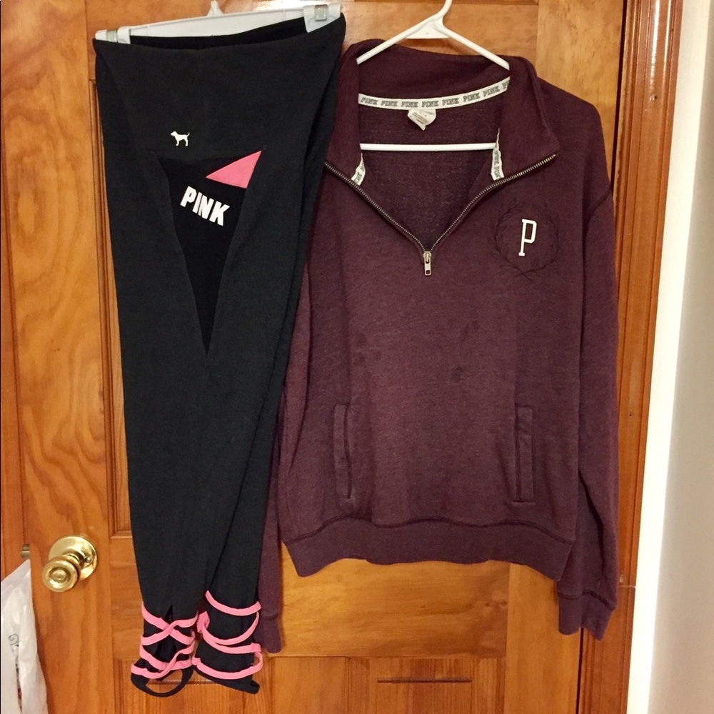 PINK Hoodie and Yoga Leggings